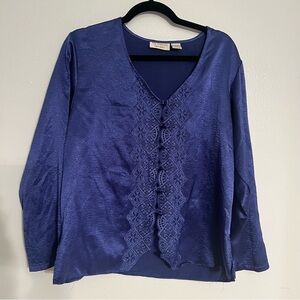 Vintage Victorias Secret Gold Label Satin Button Pajama Top Size M